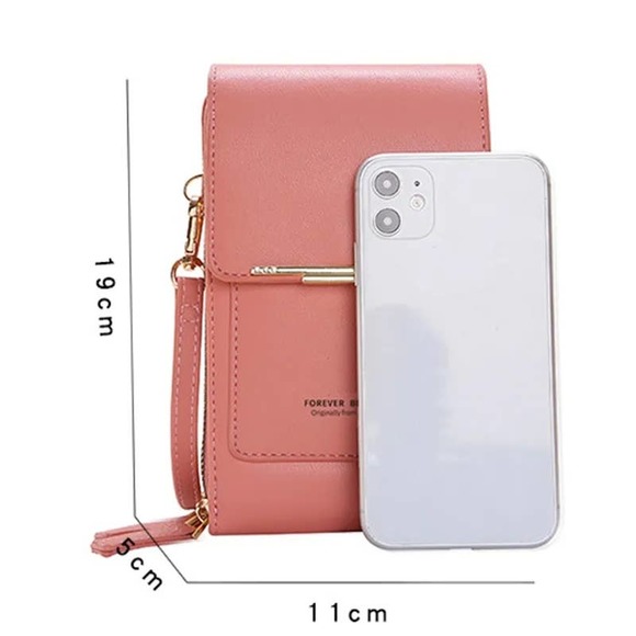Stylish Woman's Soft Leather Touch Screen Cell Phone Purse Wallet With Strap - Picture 3 of 7